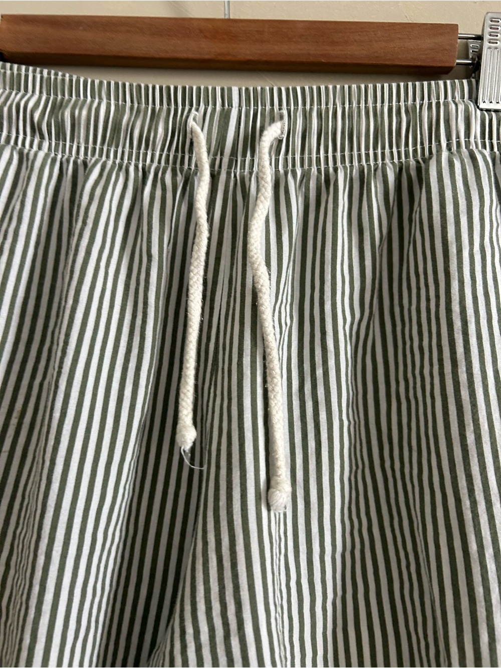 Donni The Pop Cotton Wide Leg Pants | Small | Rosemary Green Stripe - Picture 4 of 8